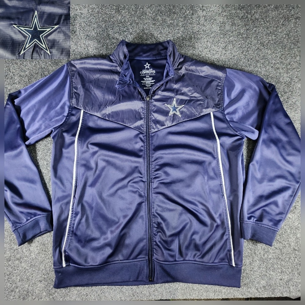 Dallas Cowboys Authentic‎ Full Zip Jacket Men's 2XL Navy Blue NFL Performance